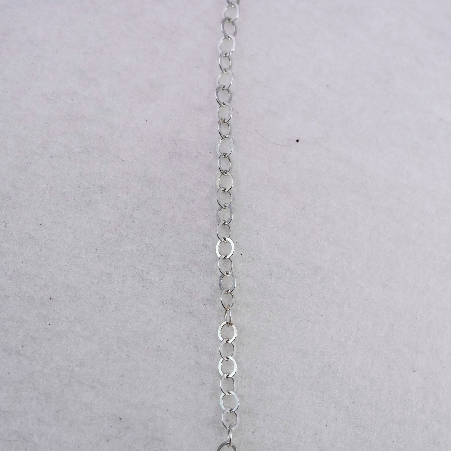 21” 4mm, vintage Sterling 925 silver flatten chain necklace, silver tested