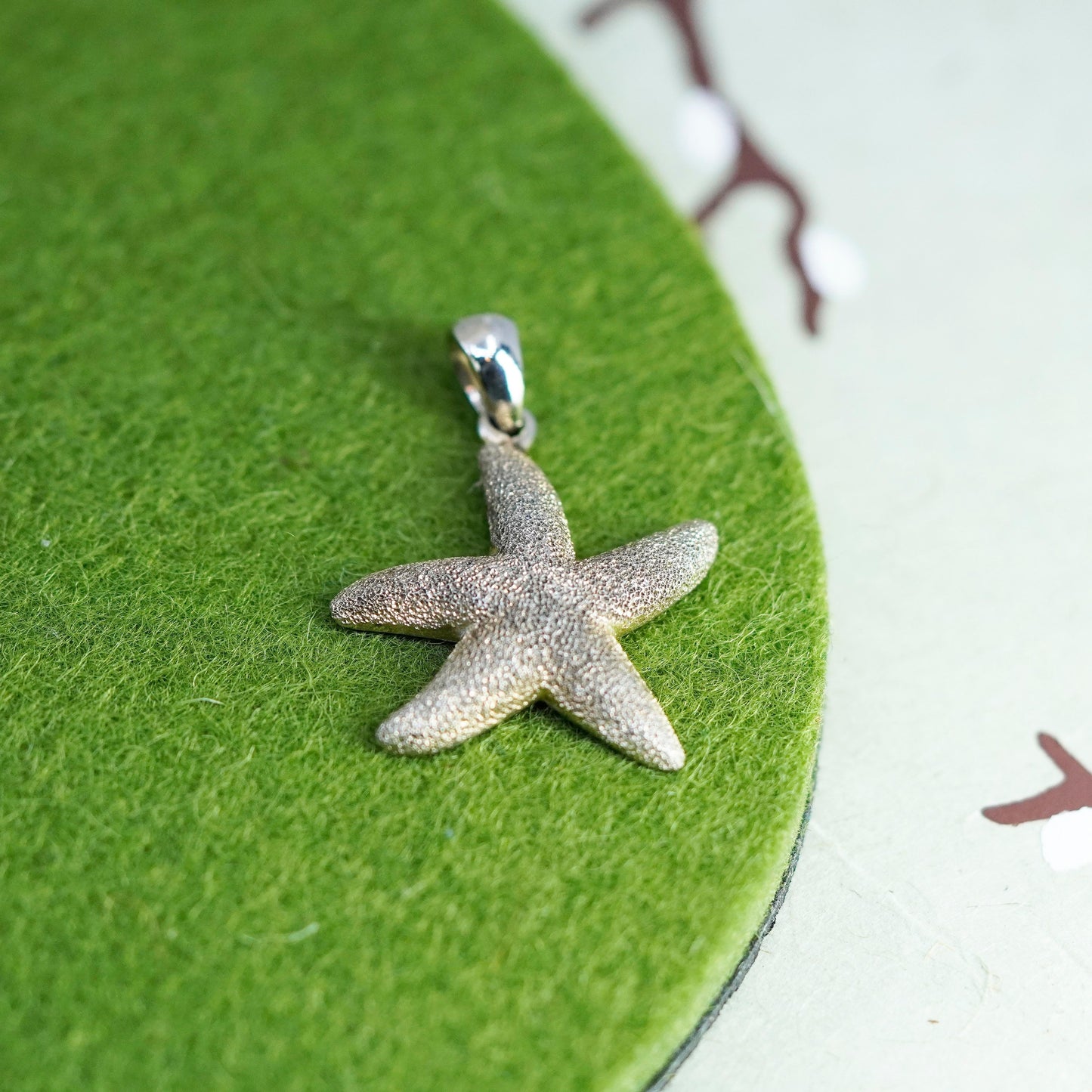 Vintage Sterling silver handmade pendant, 925 glittering starfish