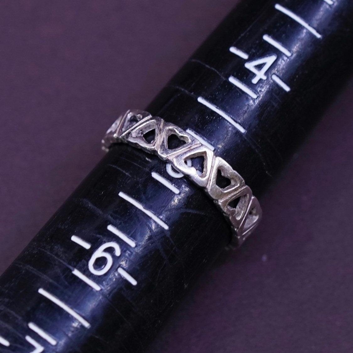 sz 5, vtg Sterling silver Handmade heart ring, 925 band