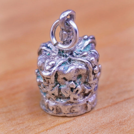 Vintage Sterling silver handmade pendant, 925 crown charm