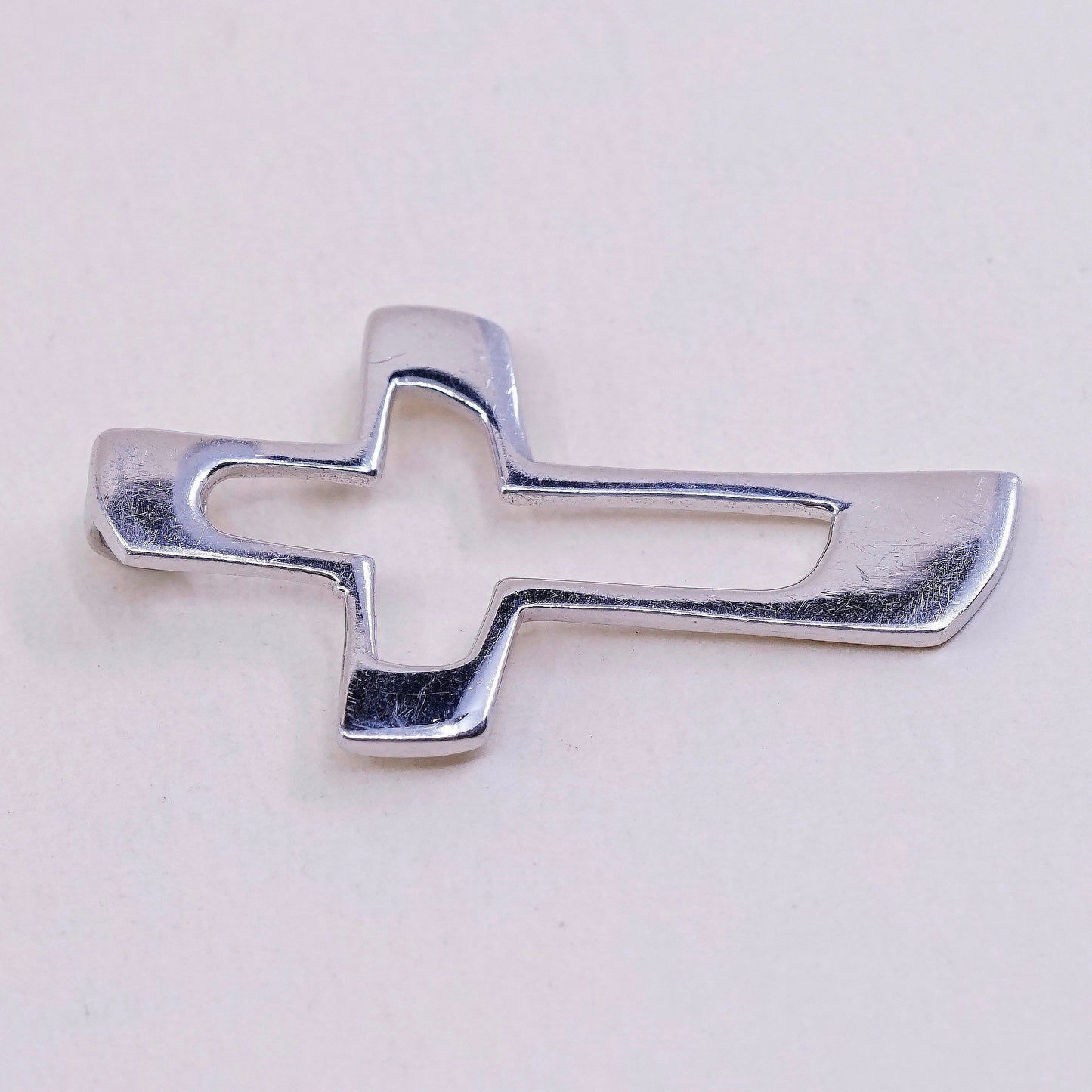 Vintage handmade Sterling silver pendant, solid 925 silver cross, stamped 925