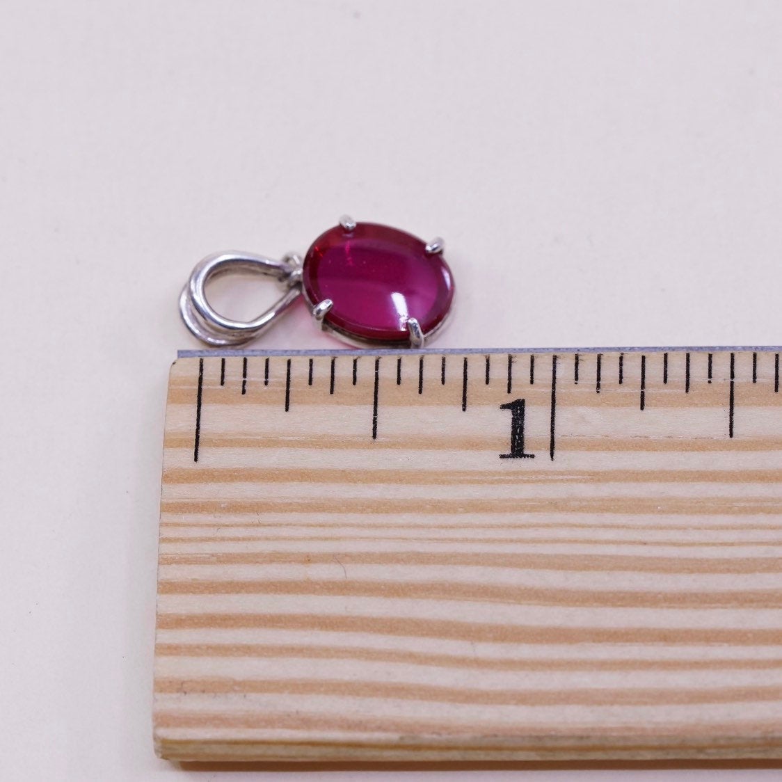 VTG Sterling silver handmade pendant, 925 silver ruby pendant, stamped 925