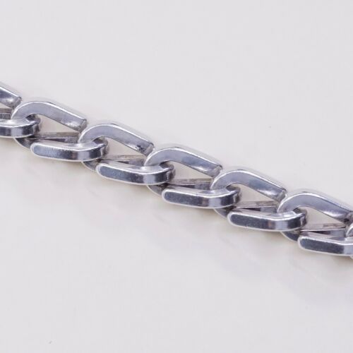 6.75”, Vtg Luck Sterling Silver Handmade Men’s Bracelet, Bold 925 Fancy Links