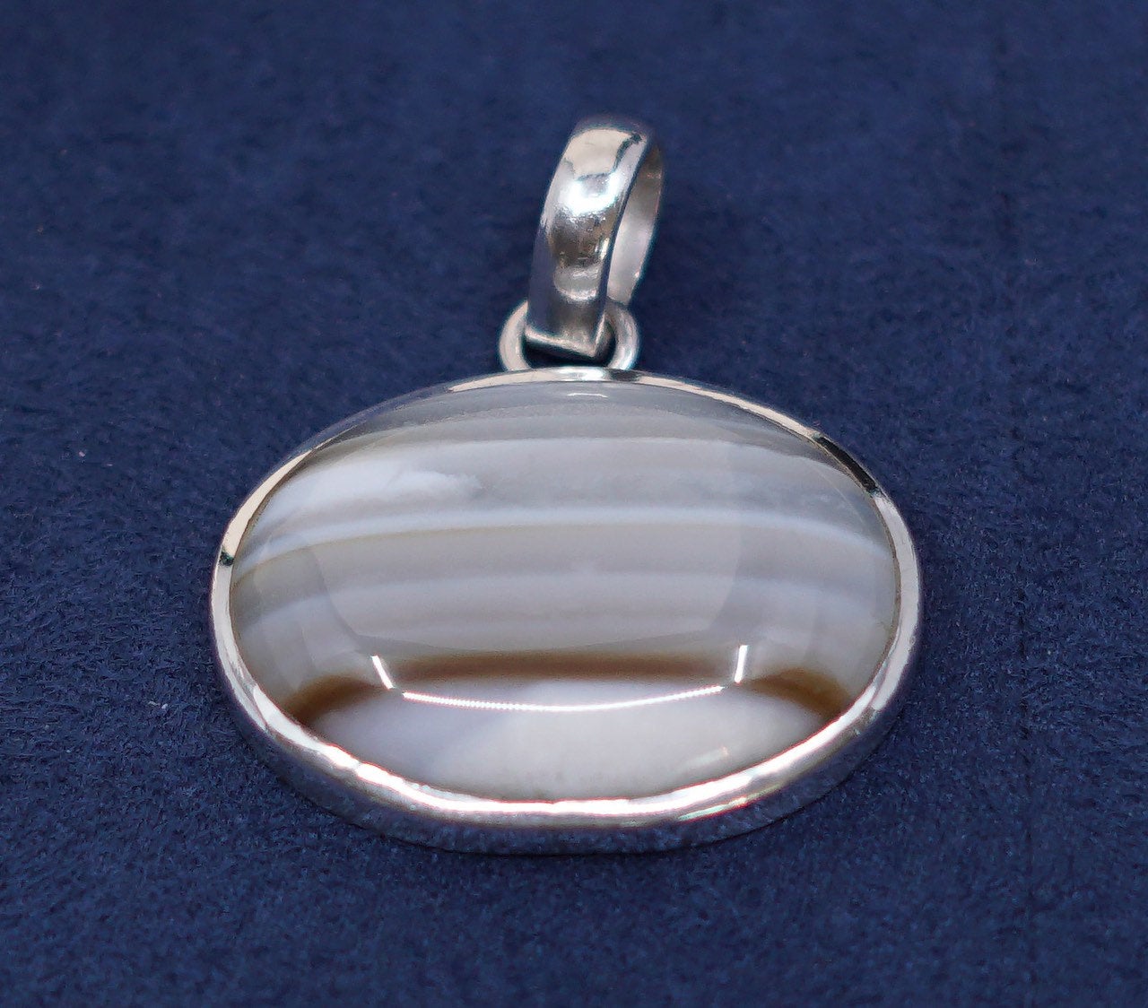 vtg sterling silver handmade pendant, 925 w/ landscape agate