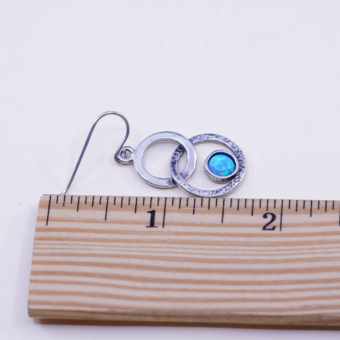 Shablool Didae Sterling silver handmade earrings, 925 circle opal dangles