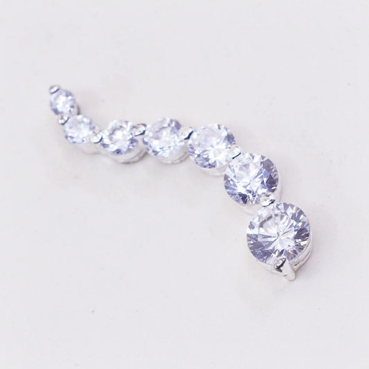 Vintage sterling 925 silver wavy cz crystal pendant