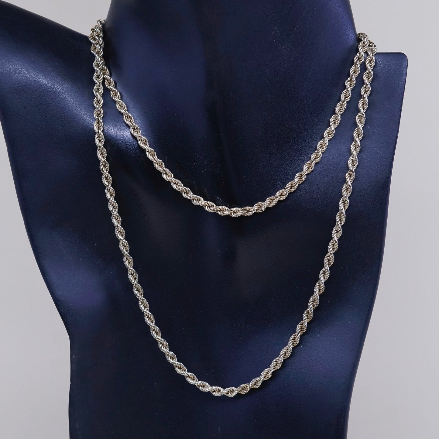 30”, ADG vermeil gold over Sterling silver necklace, 925 diamond cut rope chain