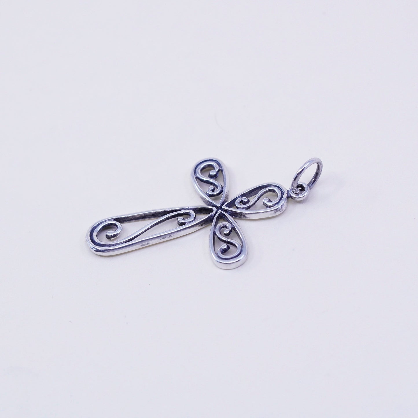 Vintage handmade Sterling silver pendant, 925 filigree cross