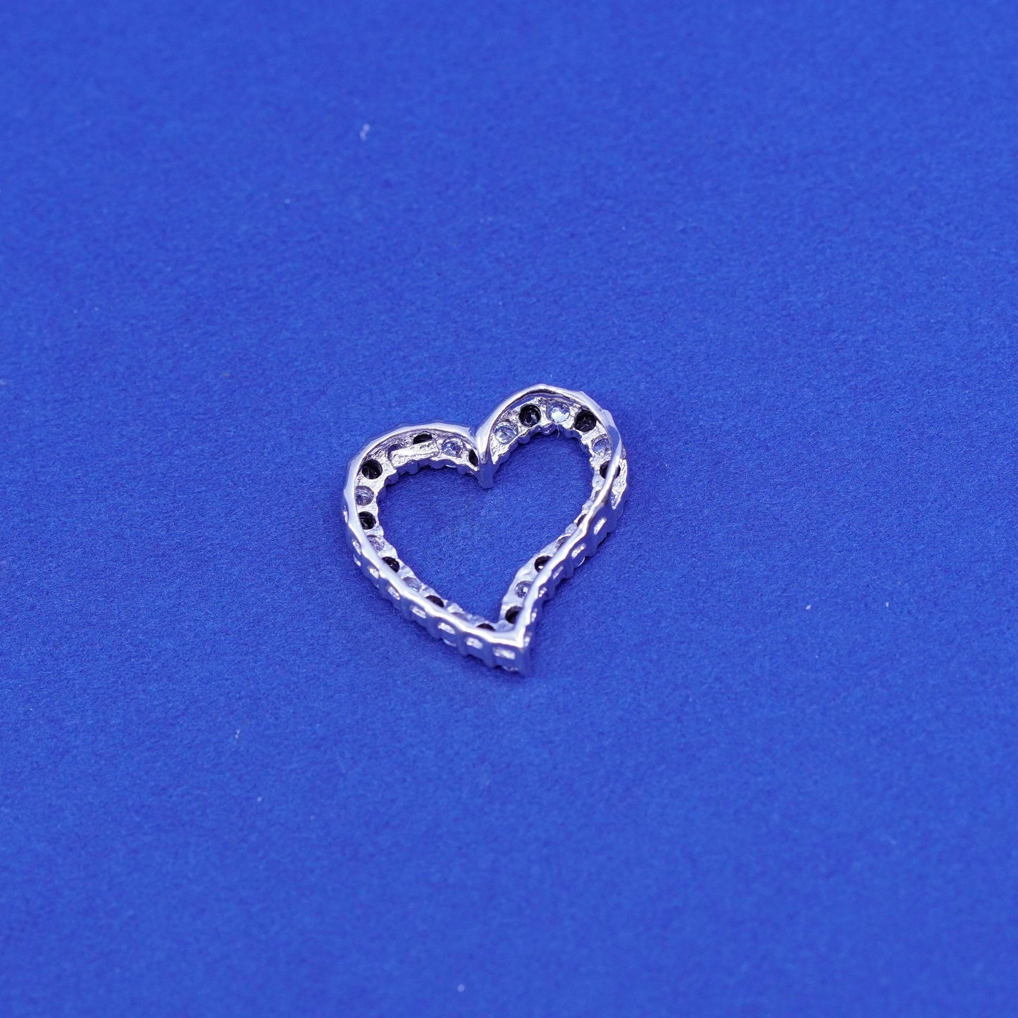 Vintage Sterling 925 silver heart pendant with cluster Cz,