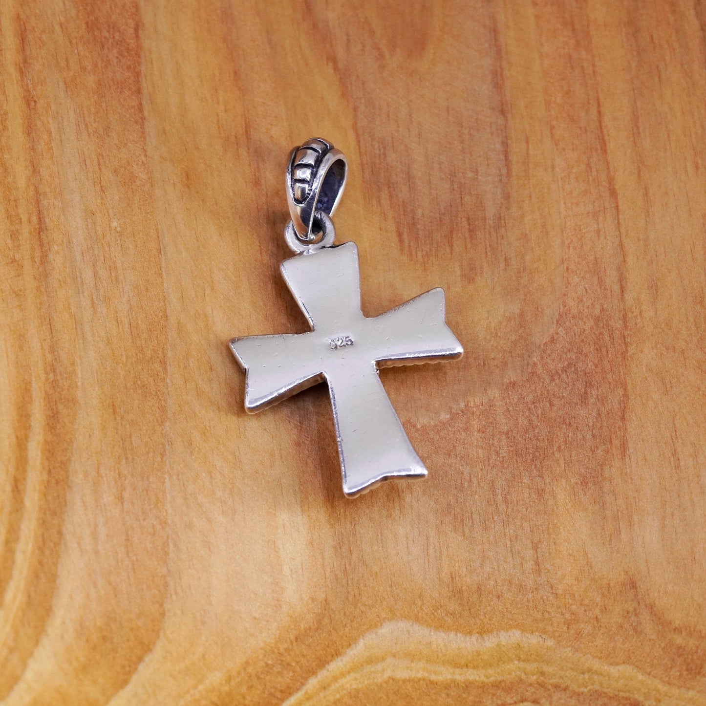 Vintage Sterling silver handmade pendant, 925 cross with fleur de lis and cable