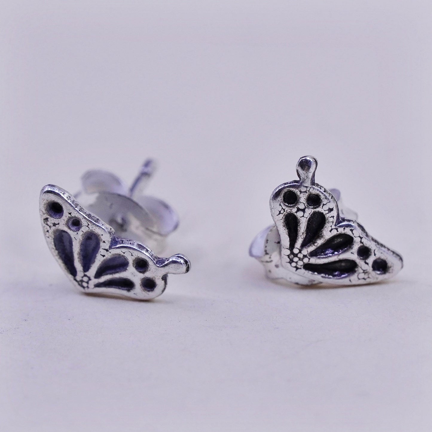 vintage handmade Sterling silver studs, 925 butterfly earrings