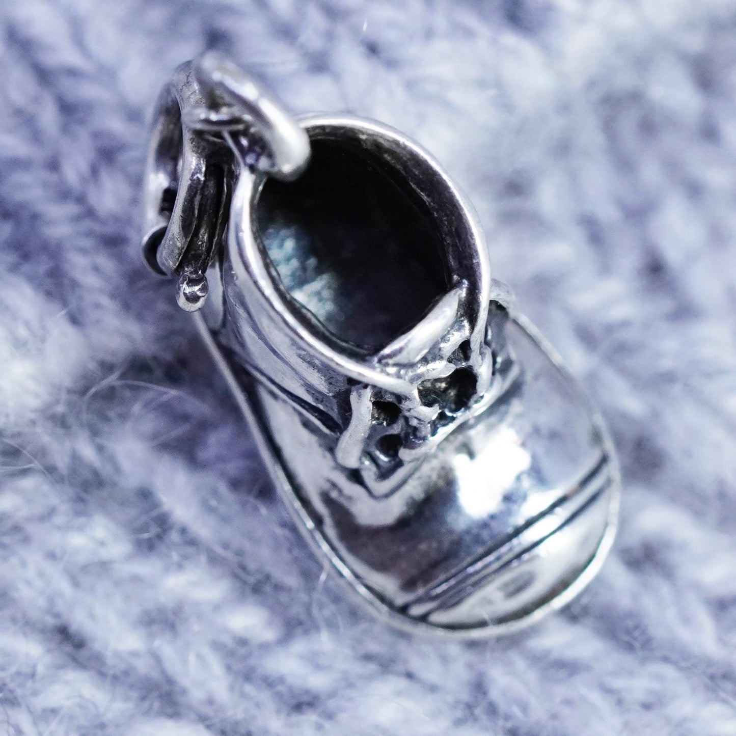 Antique Sterling silver handmade charm, 925 baby shoe, baby shower gift