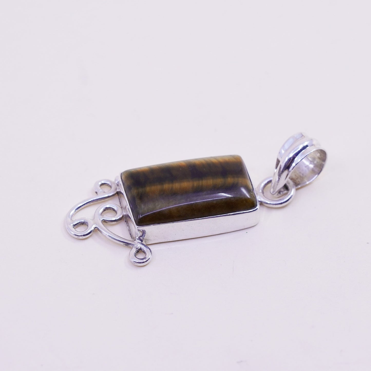 Vintage sterling 925 silver handmade pendant with golden tiger eye