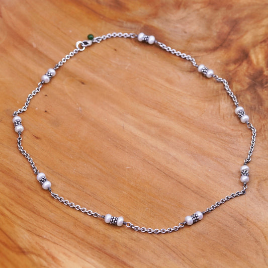 16”, Sterling 925 silver handmade necklace, circle chain with 3freshwater pearl