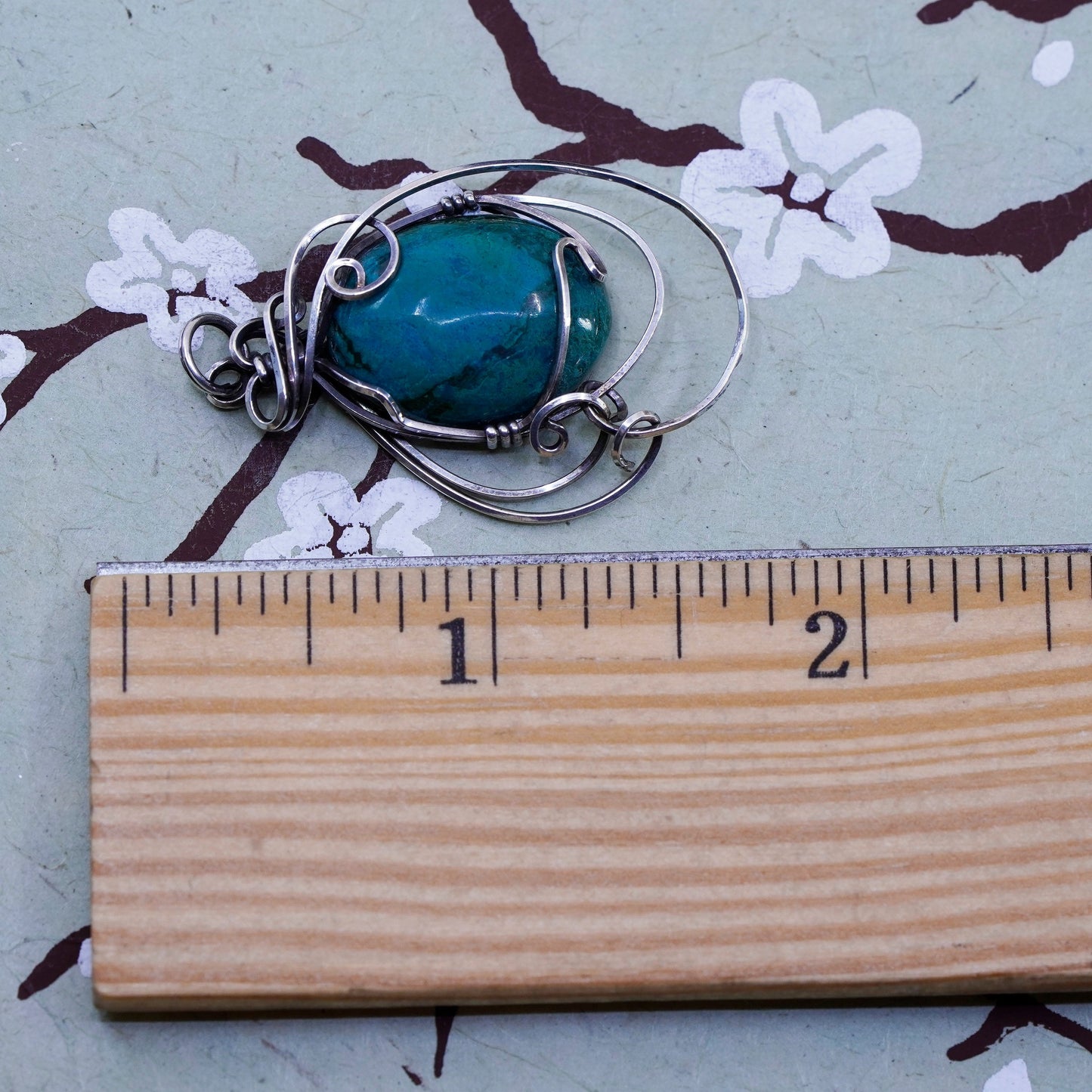 Southwestern Sterling silver handmade pendant, 925 wired with turquoise