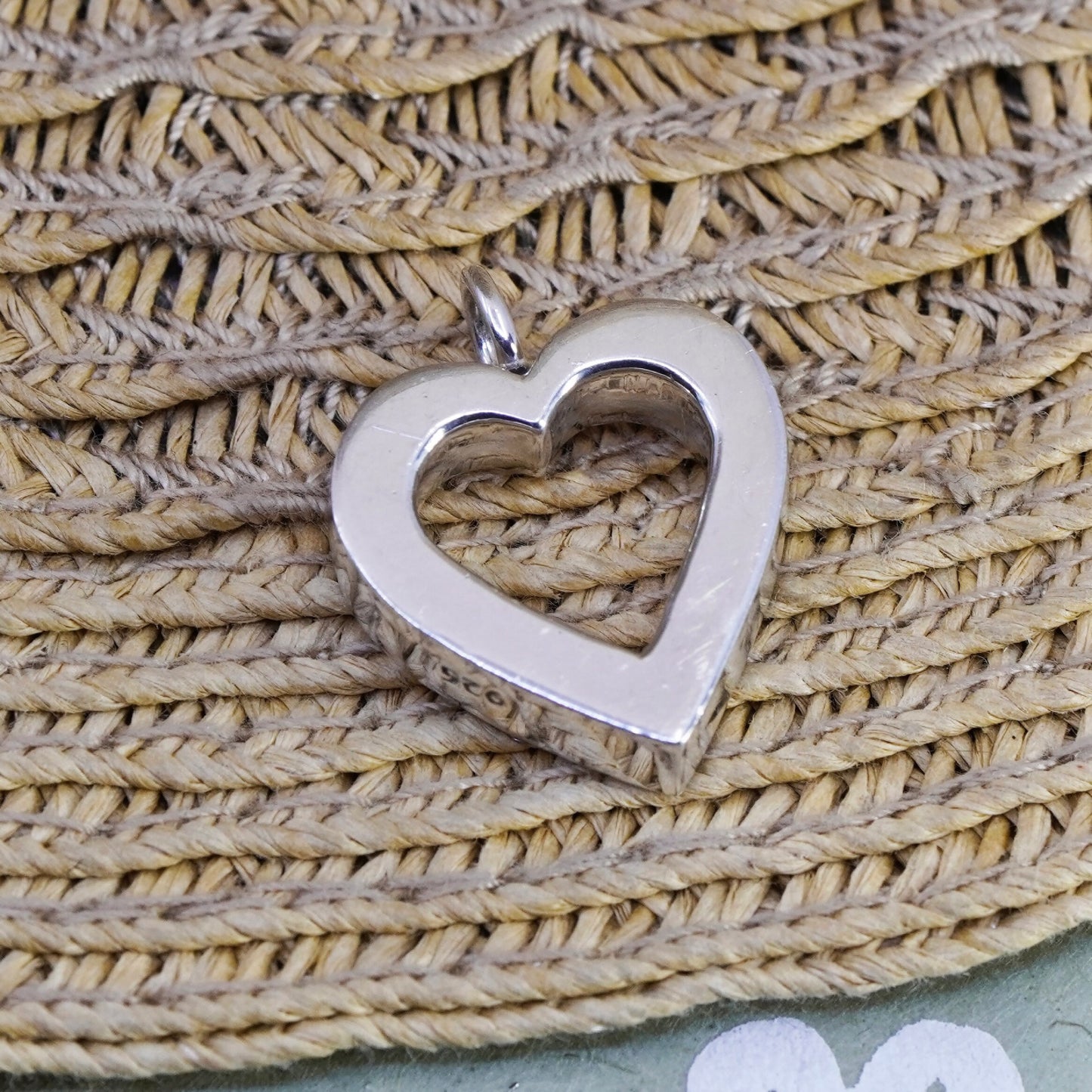 Vintage Sterling silver handmade pendant, 925 heart charm