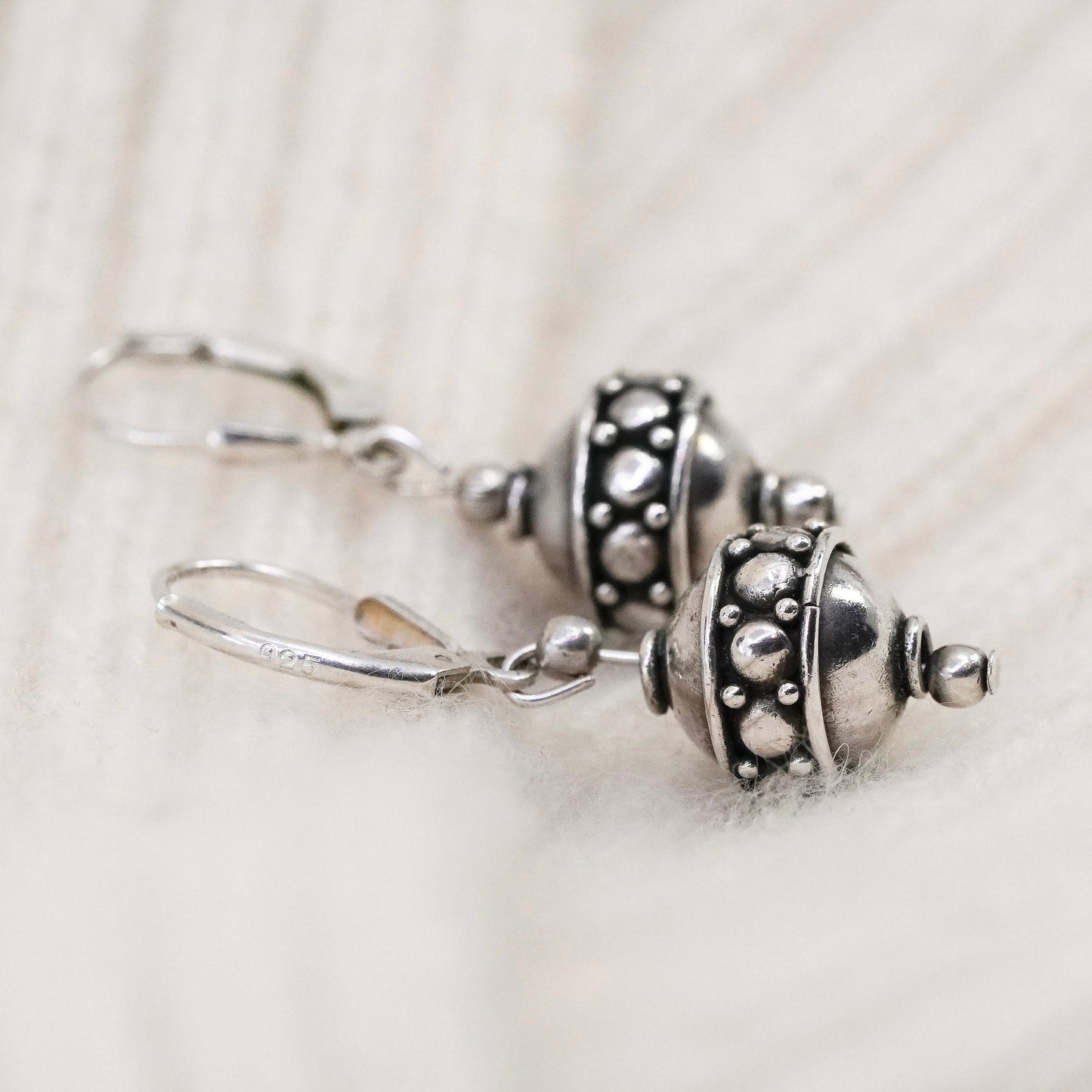 Vintage Sterling silver handmade earrings, 925 bead