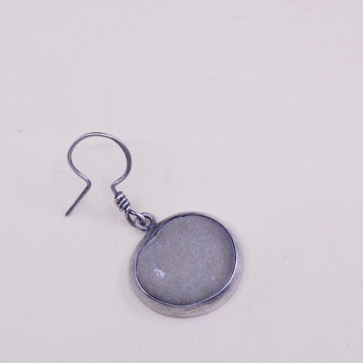 Vintage Haley sterling 925 silver handmade earrings with pebble stone Dangles