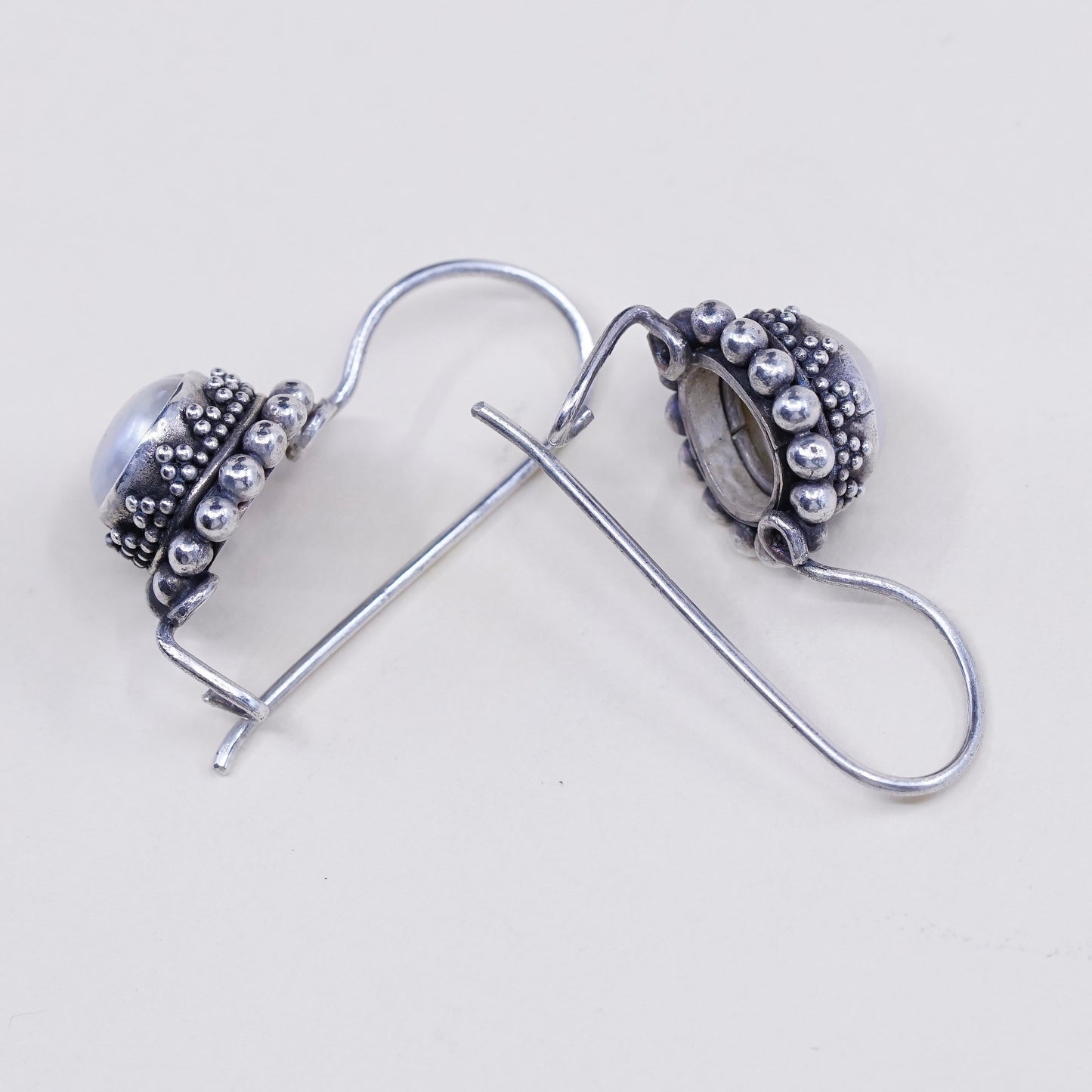 Vintage Sterling silver handmade earrings, 925 hooks w/ pearl and beads