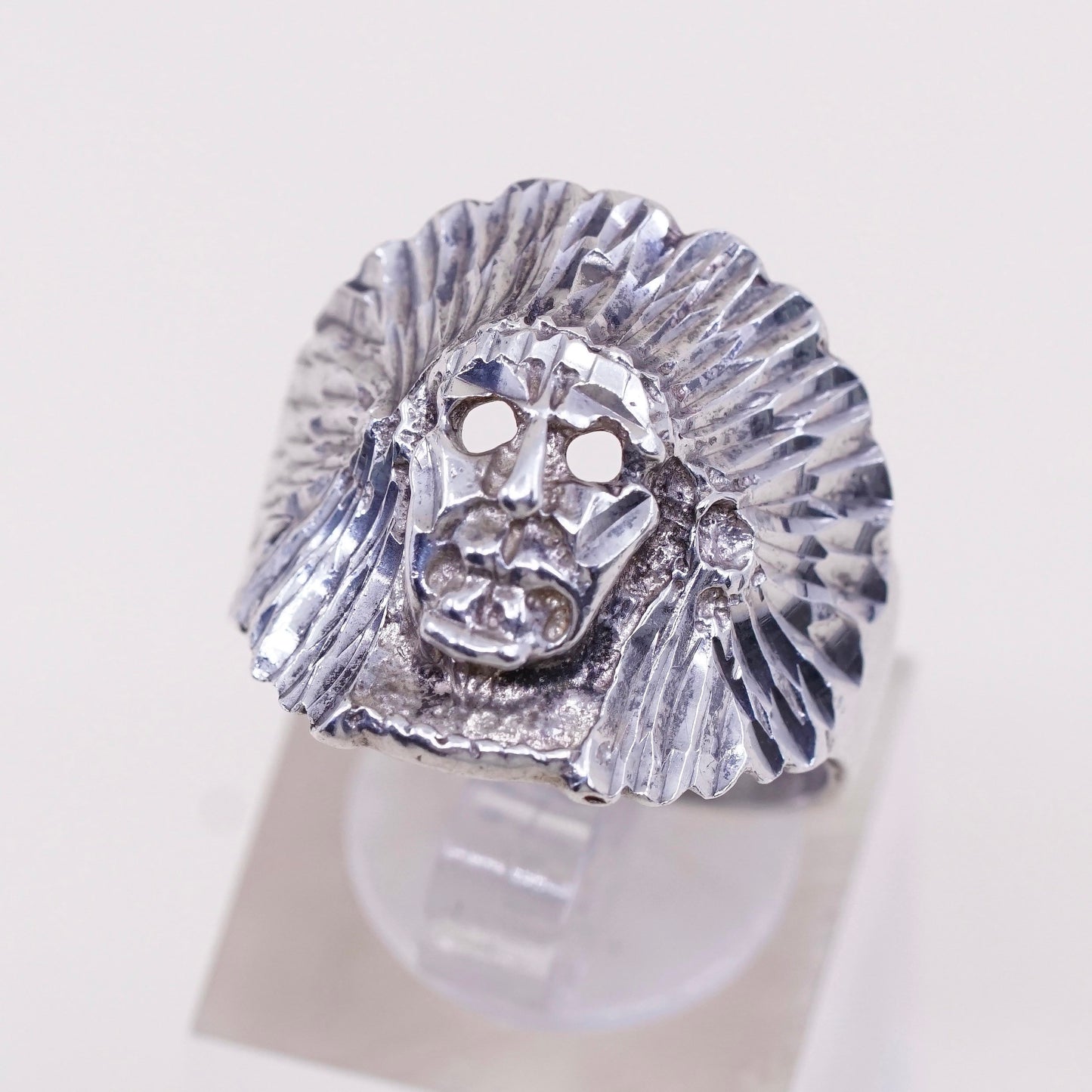sz 9.25, Native American Sterling silver handmade ring, 925 figurehead band