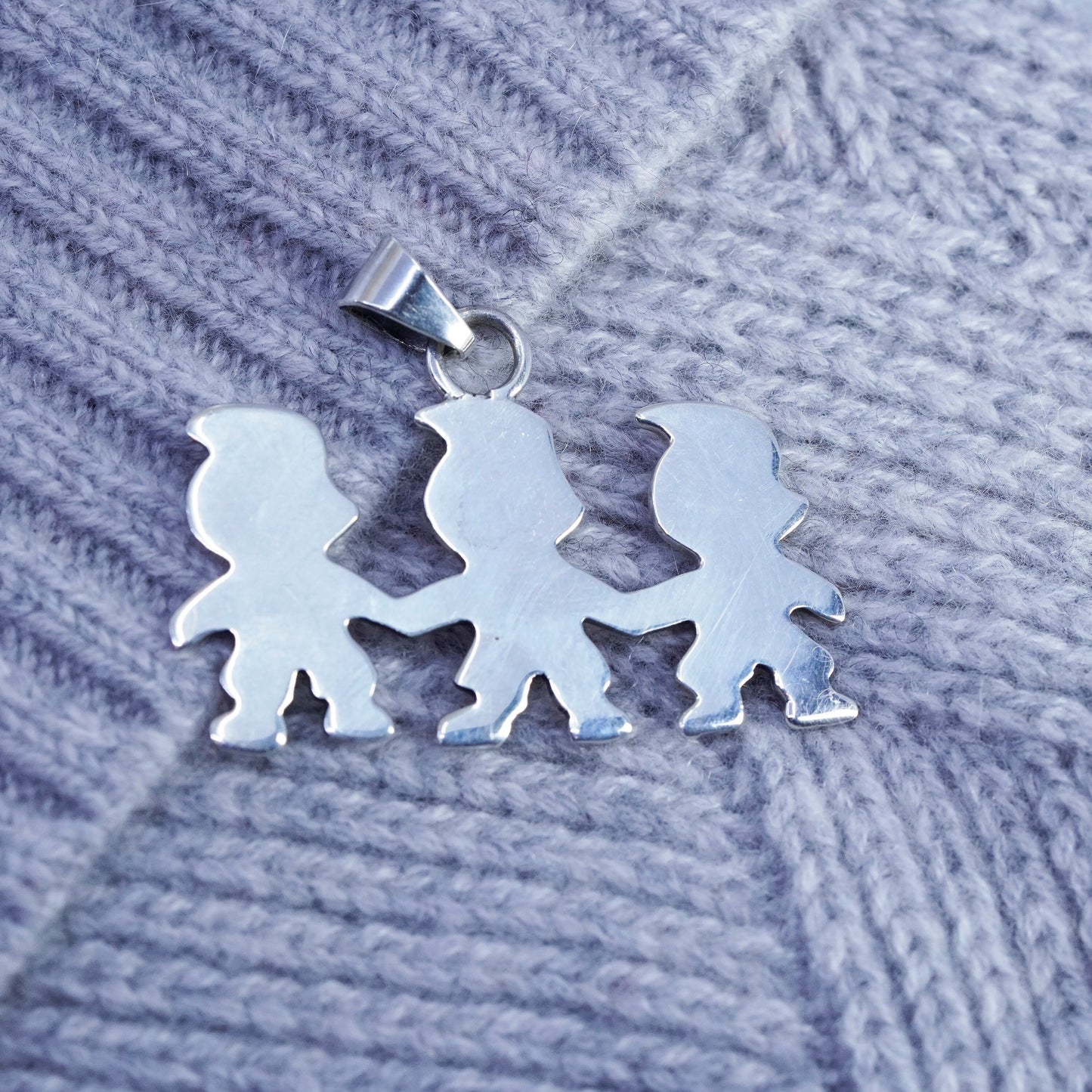 Vintage sterling 925 silver handmade friends friendship figures pendant charm