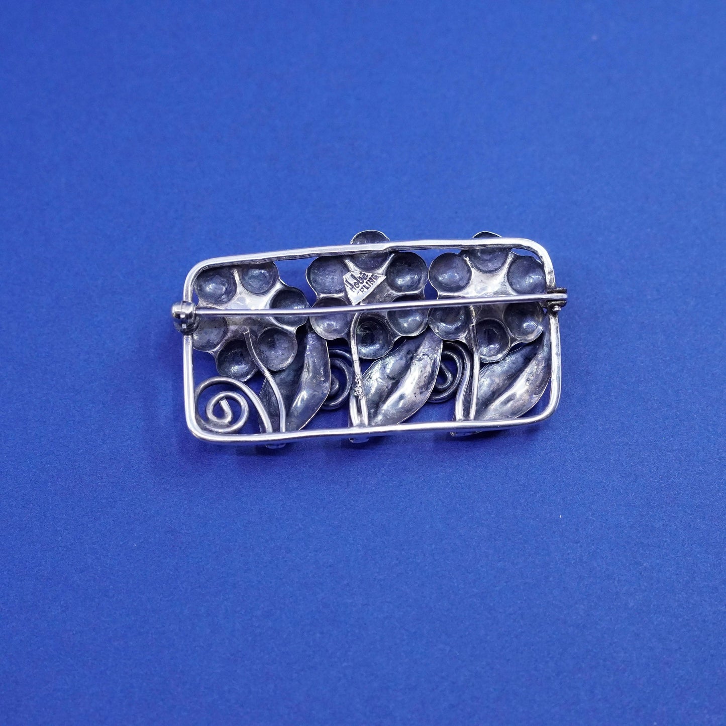 Art Deco Sterling 925 Silver Floral handmade brooch, 1960s 925 hebe flower pin