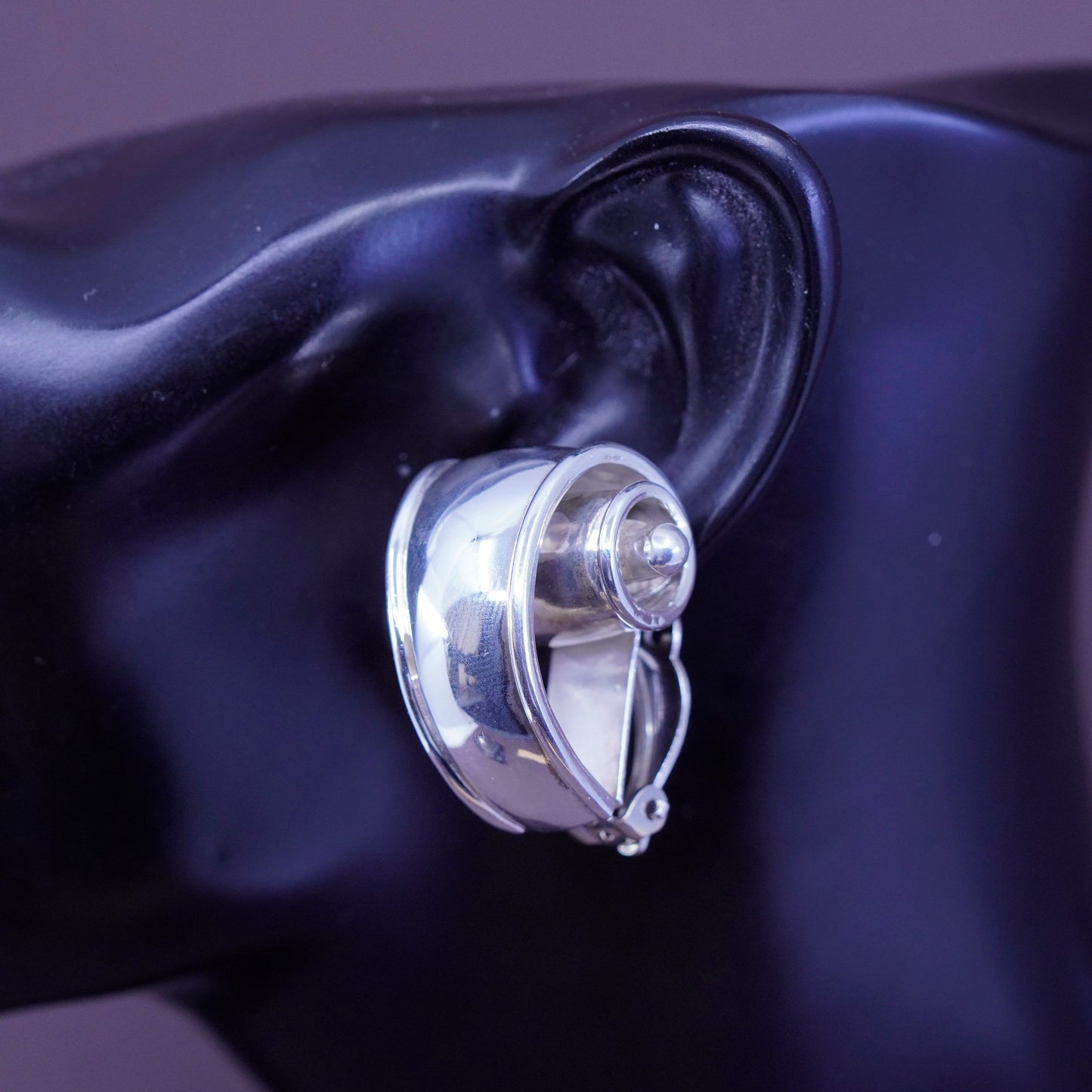 Vintage mexico Sterling silver handmade clip on, 925 modern swirl earrings