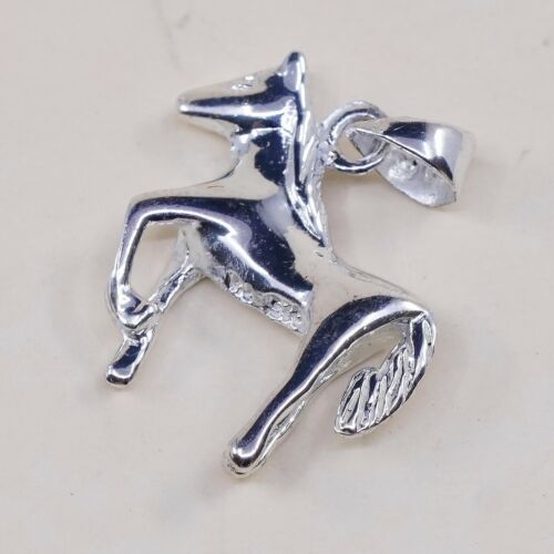 Vintage Sterling Silver Handmade Pendant, 925 Christmas Horse Charm