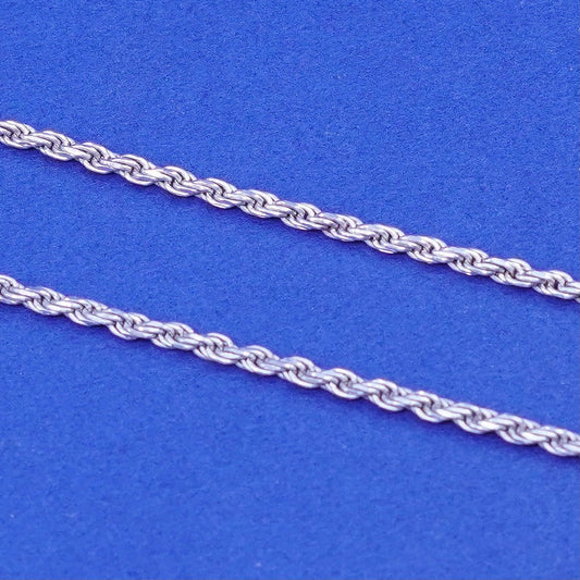 30”, 2mm, vintage Sterling silver handmade necklace, 925 rope chain