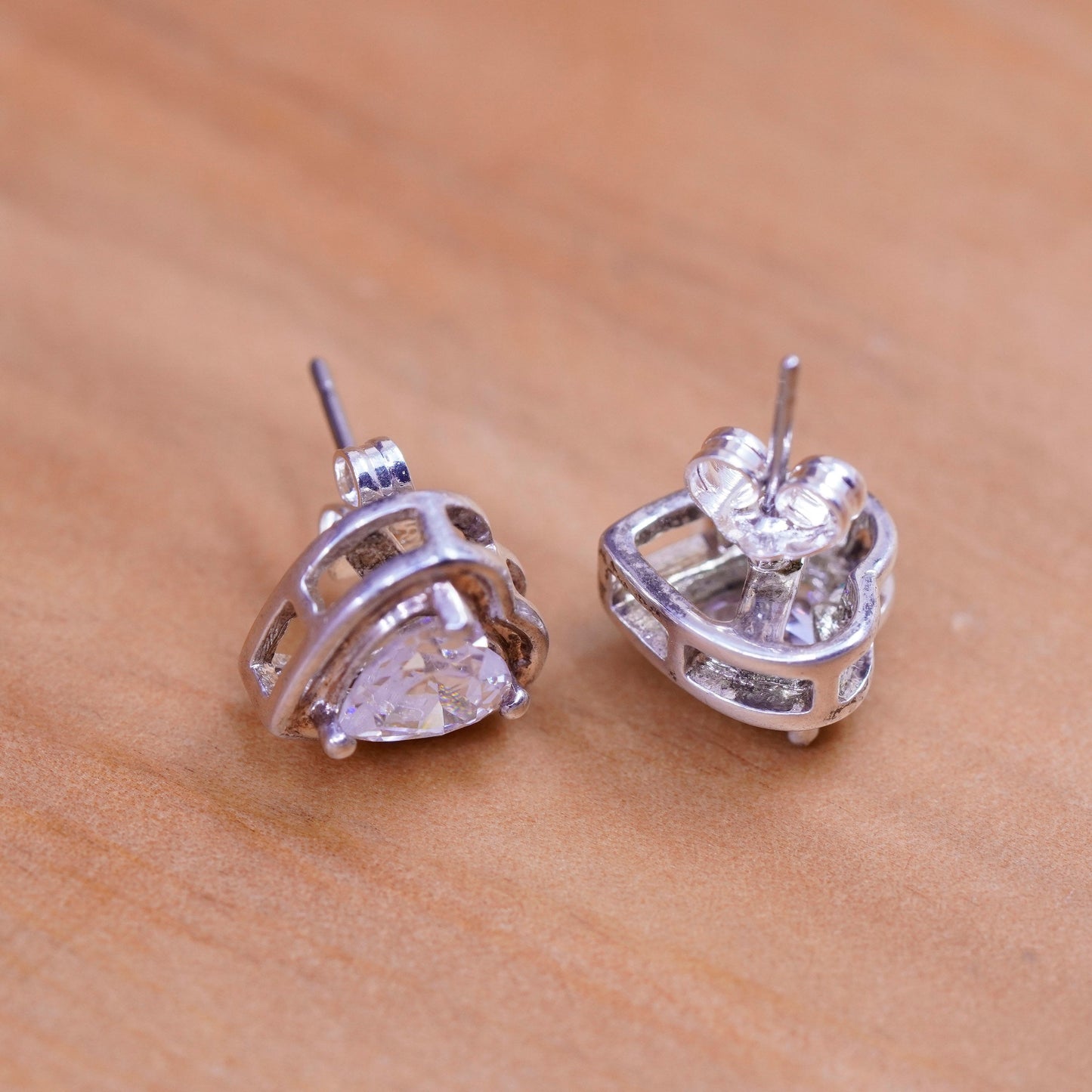 vintage Sterling 925 silver heart studs, earrings
