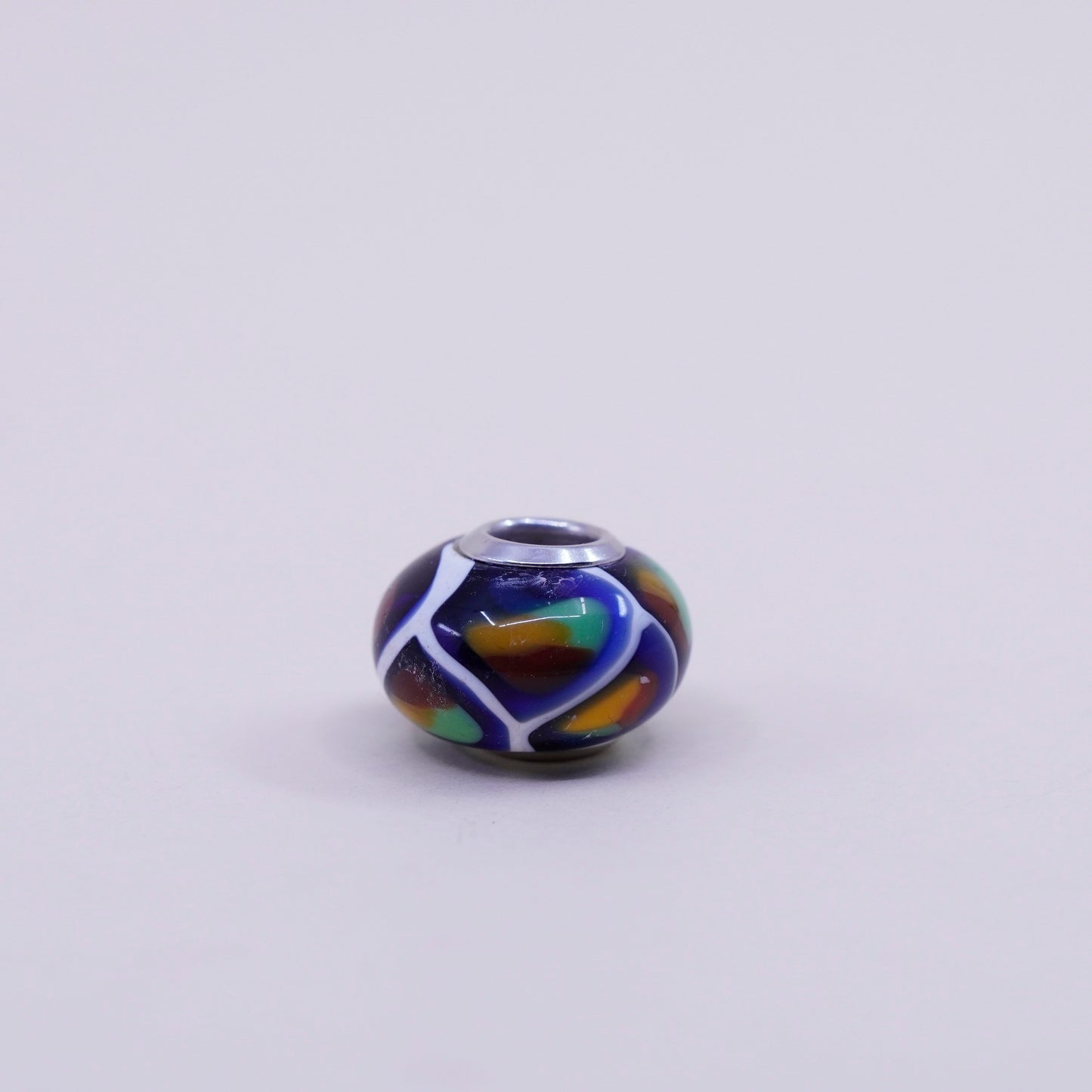 Vintage Sterling 925 silver handmade Murano glass bead charm