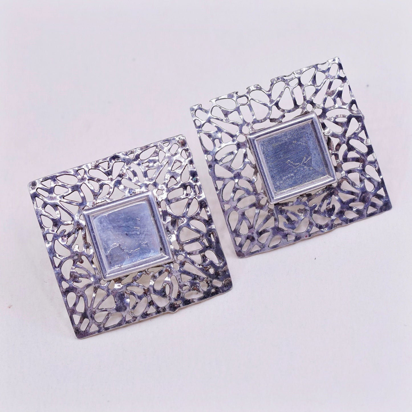 Vintage Sterling silver handmade earrings, 925 studs with filigree details