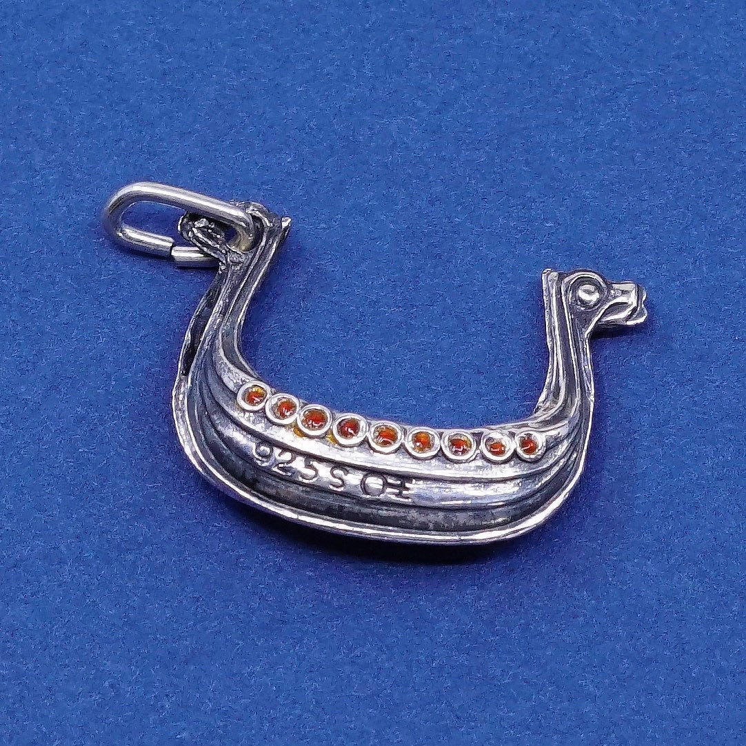 vtg Sterling silver handmade pendant, 925 boat charm