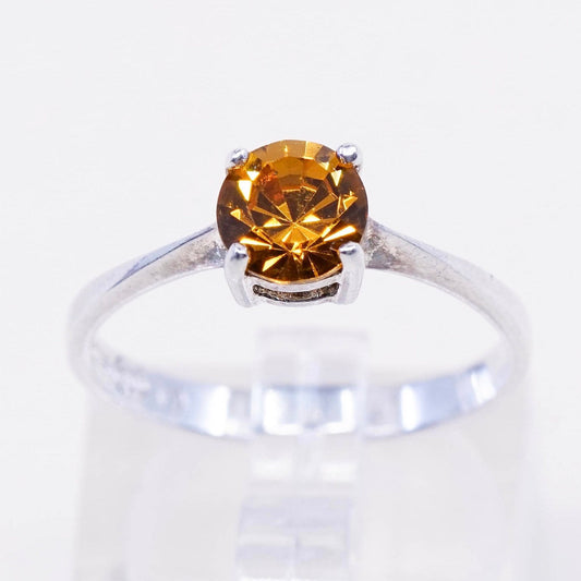 Size 7, vintage Sterling silver handmade ring, stackable 925 with citrine