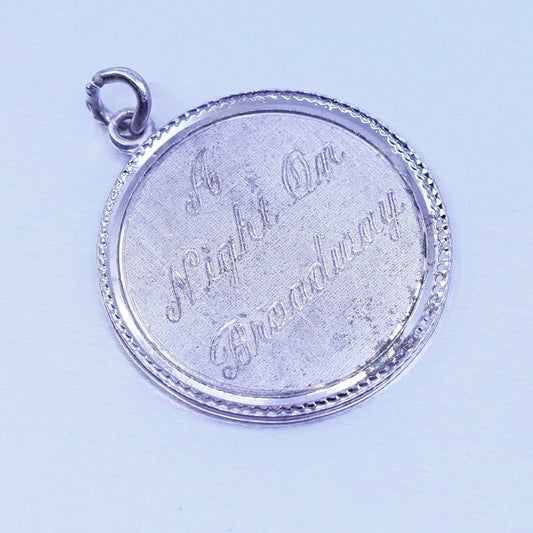 antique Beau sterling 925 silver “a night on Broadway” tag pendant