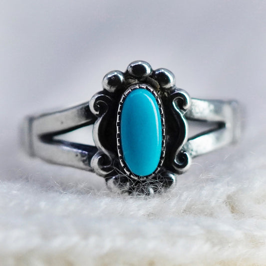 sz 7 Native American bell trading post sterling silver ring, 925 band turquoise