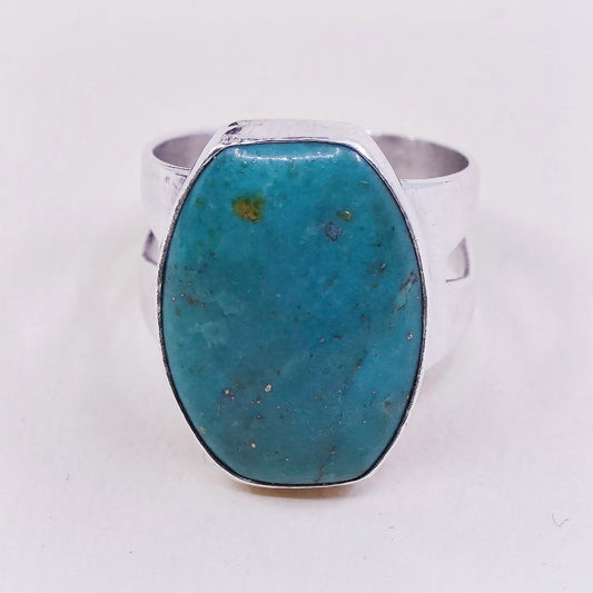 sz 7, VTG DTR sterling silver ring, handmade 925 ring w/ turquoise