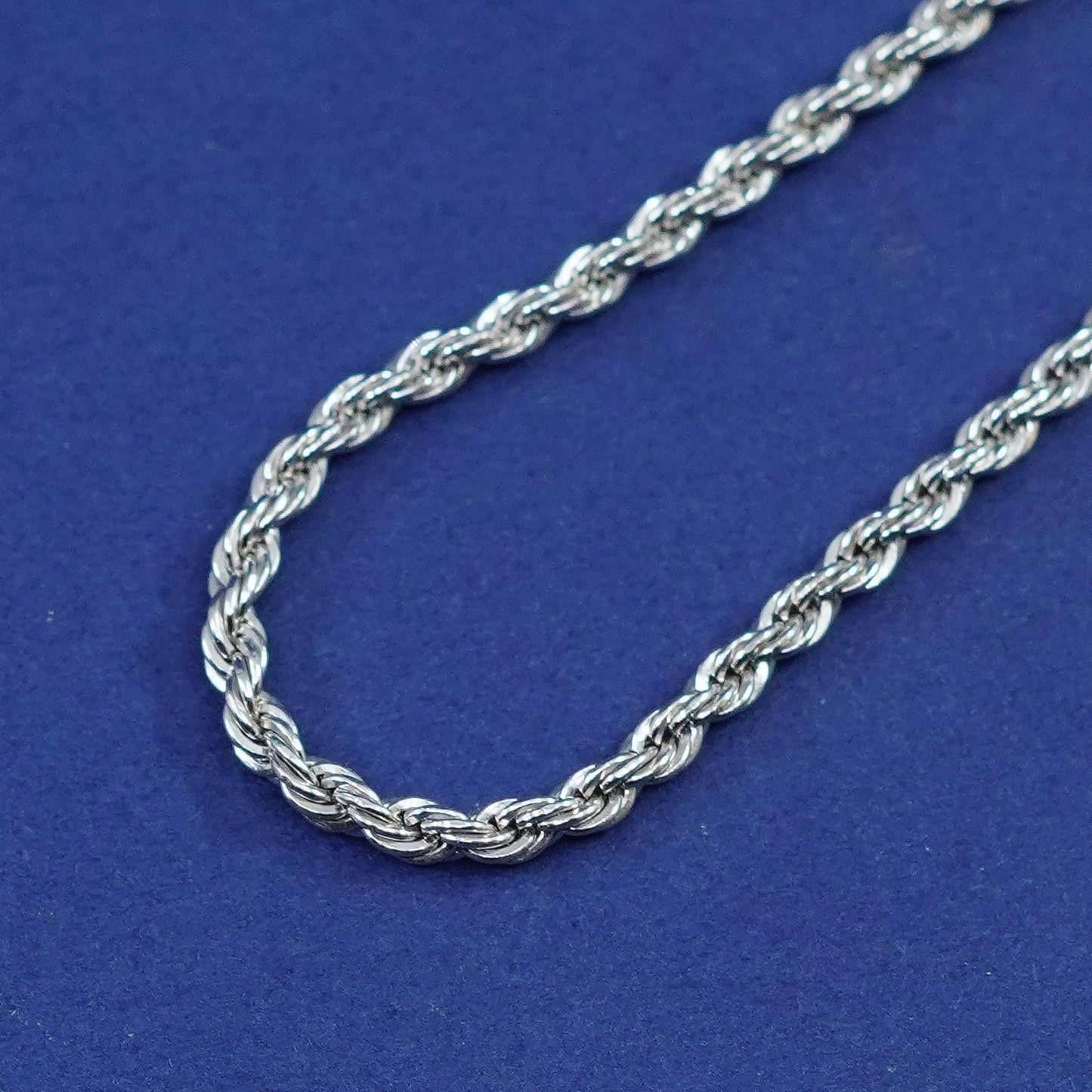 20”, 3mm, vintage Sterling silver handmade necklace, 925 French rope chain