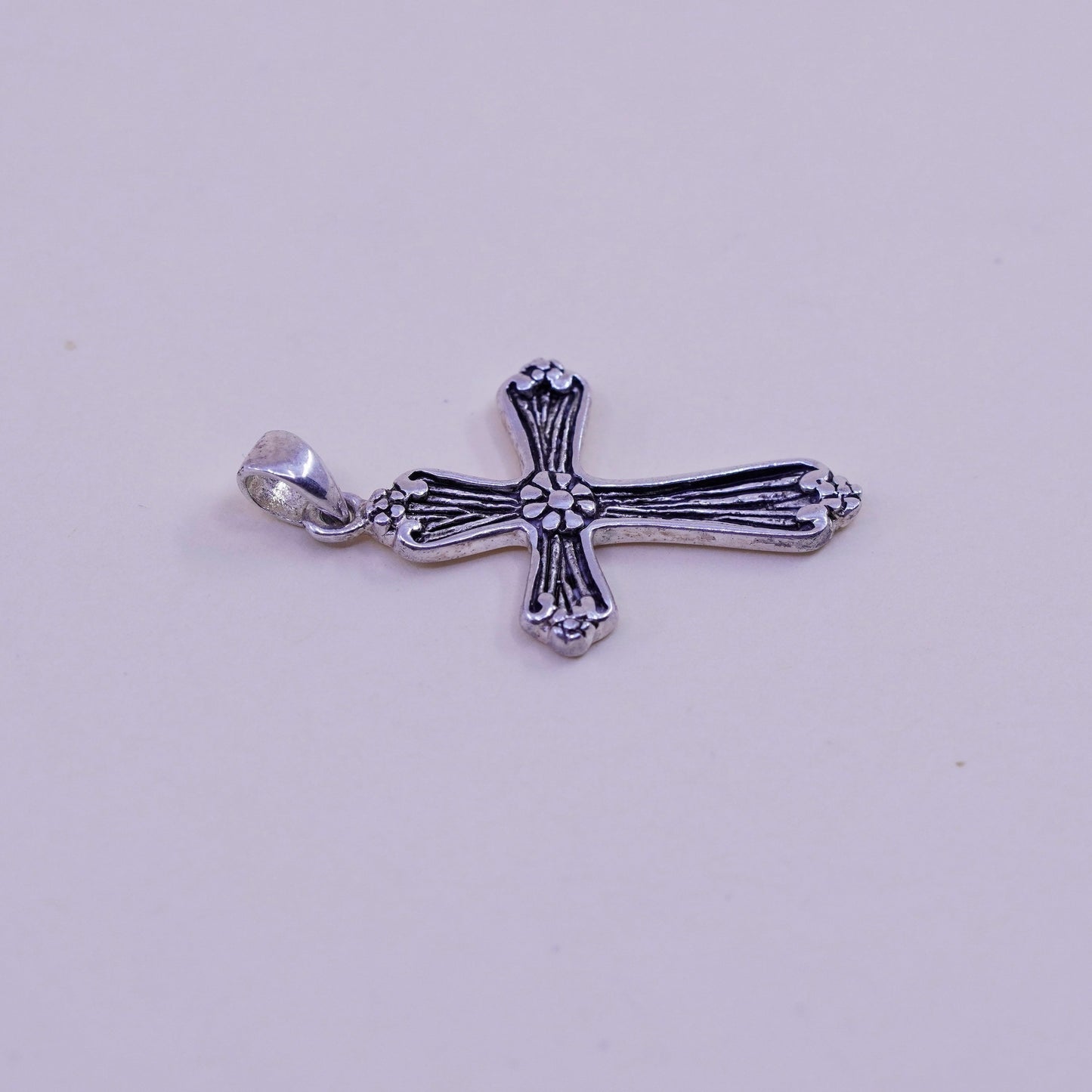 Vintage handmade Sterling silver pendant, textured 925 cross