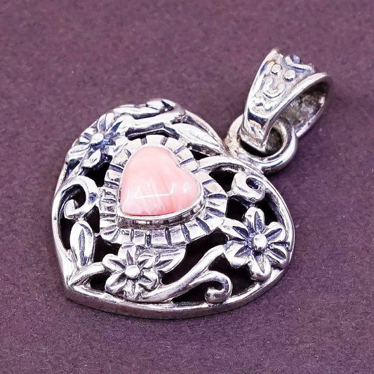 VTG Sterling silver handmade pendant, 925 filigree pendant w/ agate