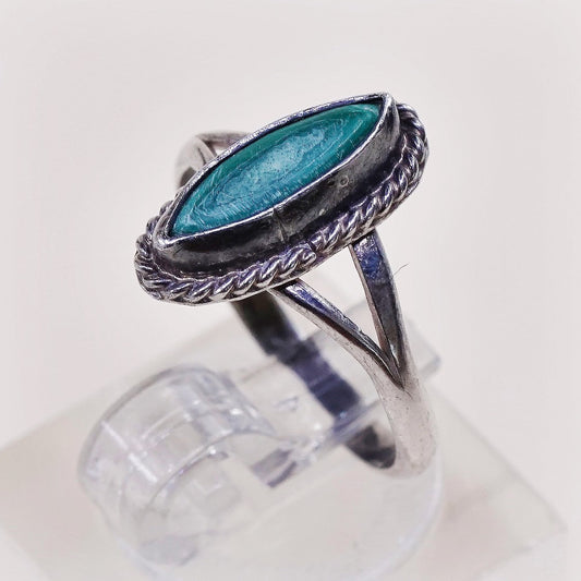 sz 5.25, vtg sterling silver ring, Native American handmade 925 ring w/ turquoise