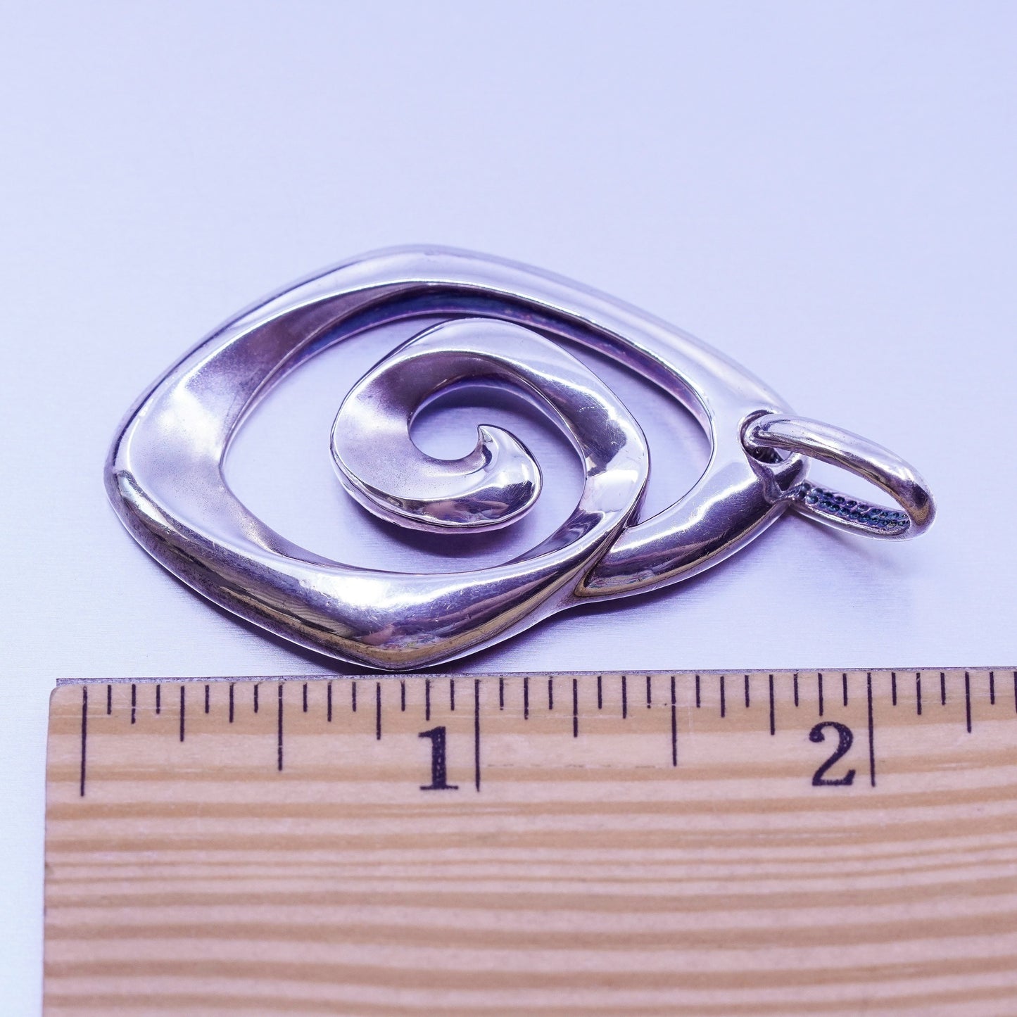 antique sterling 925 silver handmade modern swirl pendant