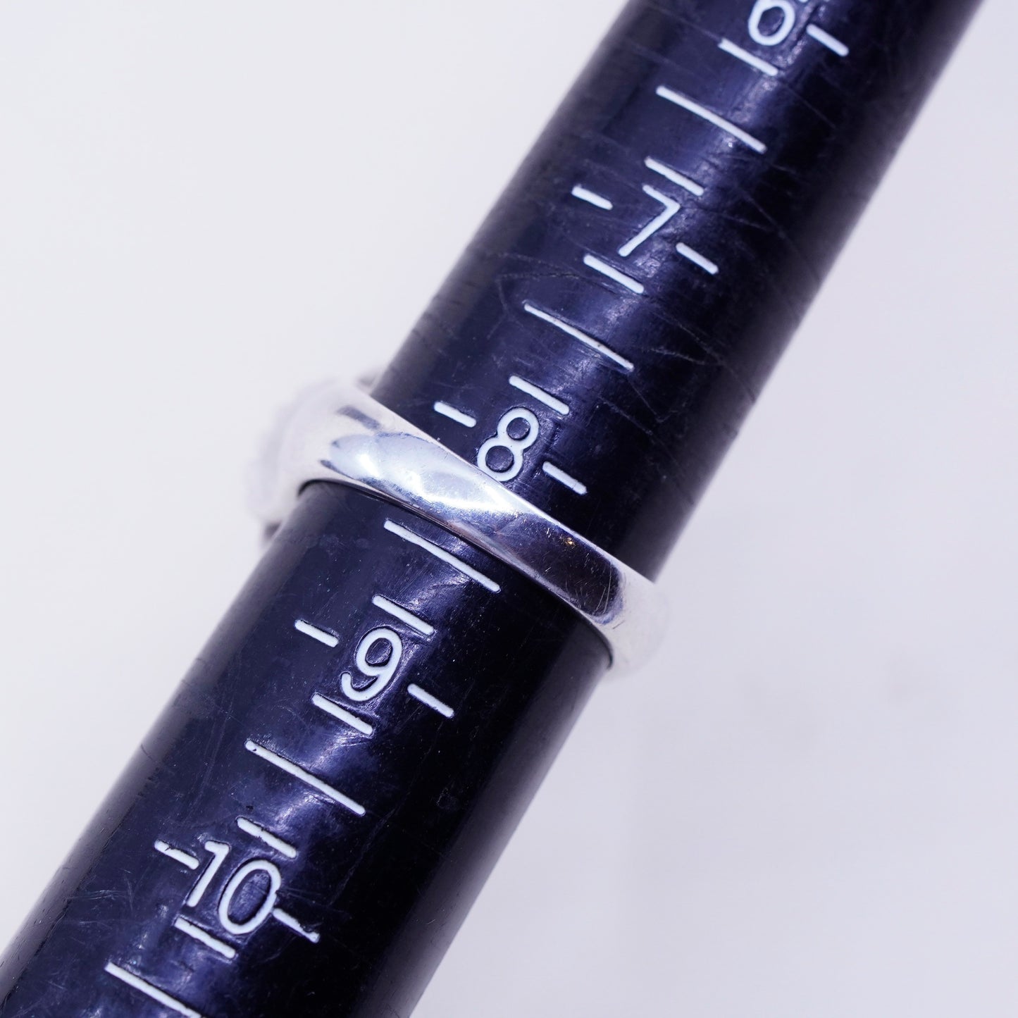 Size 8.25, vintage CFJ sterling 925 silver handmade filigree ring w/ moonstone