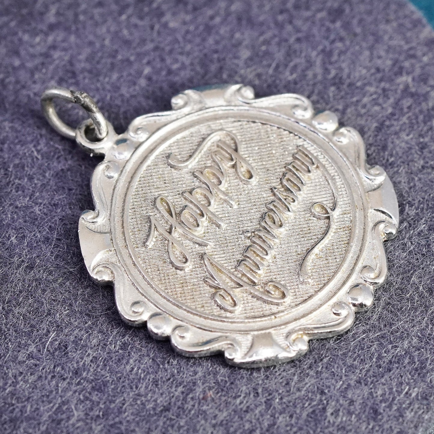 Vintage Sterling silver handmade embossed “sweet 16” pendant, 925 tag charm