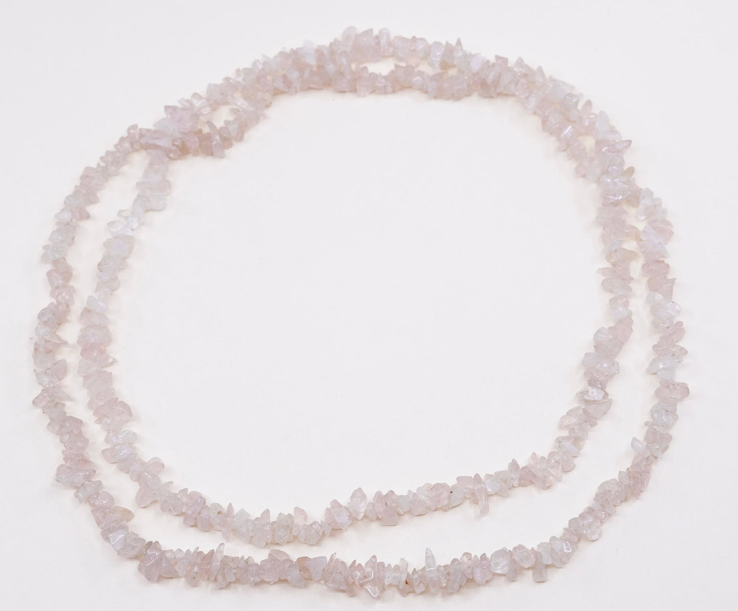 36”, Vintage handmade pink quartz beads necklace