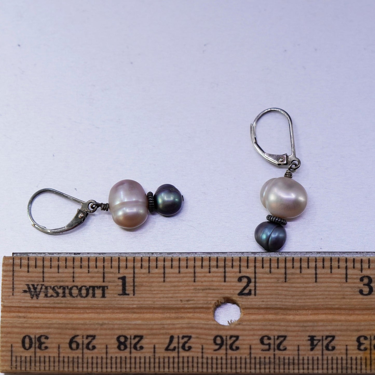 Vintage Sterling 925 silver handmade earrings with freshwater pearl