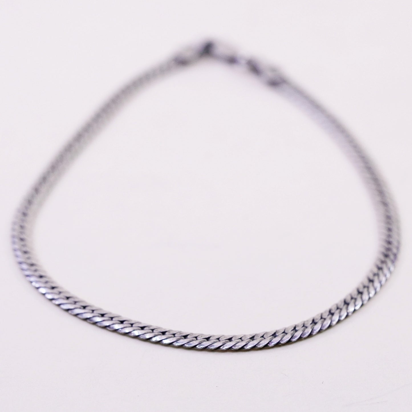 9”, 4mm, Vintage sterling silver flatten nugget bracelet, 925 chain anklet