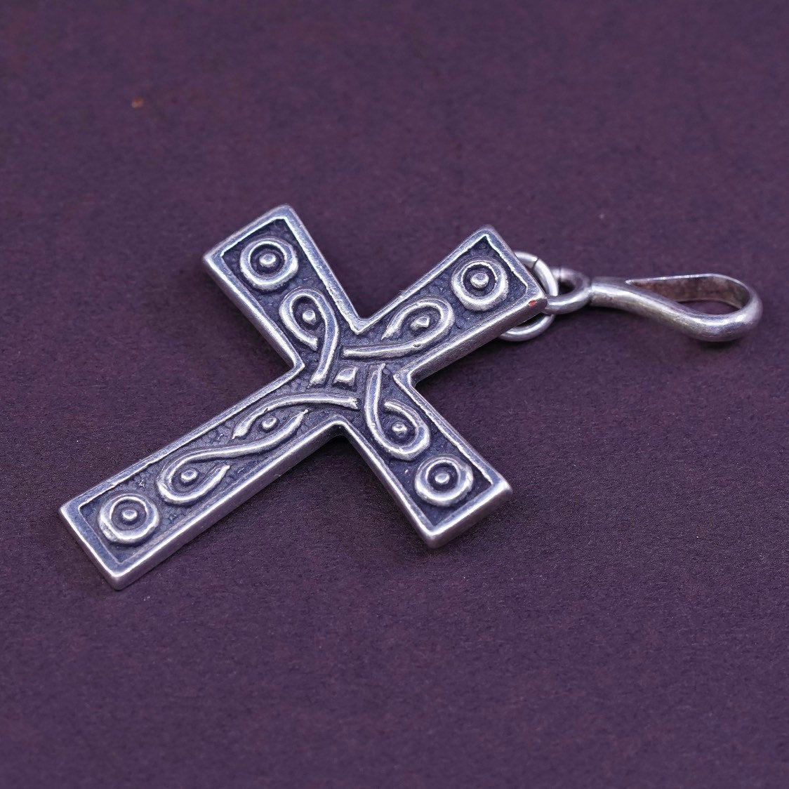 vtg Sterling silver handmade pendant, 925 filigree cross