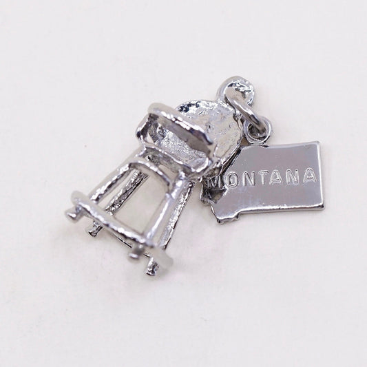 Vintage baby high chair sterling silver handmade pendant, 925 charm