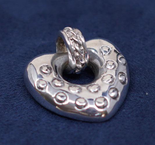 vtg Sterling silver handmade pendant, mexico 925 heart, stamped 925